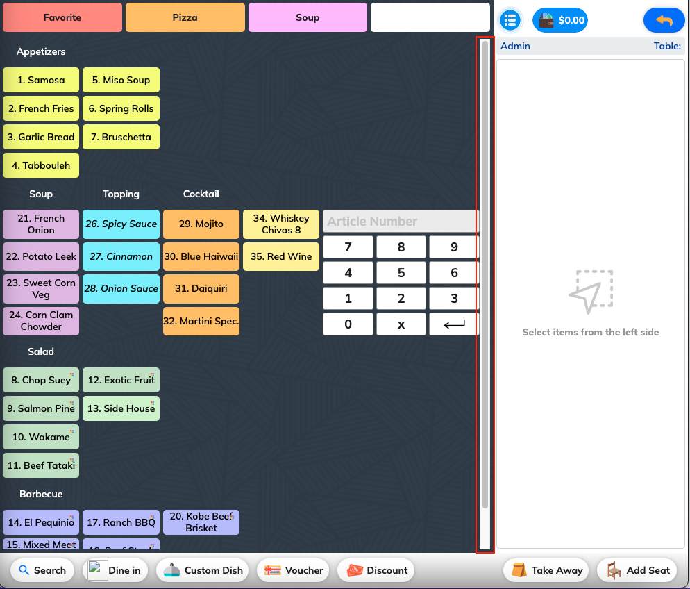 Scrollable Layout configuration
