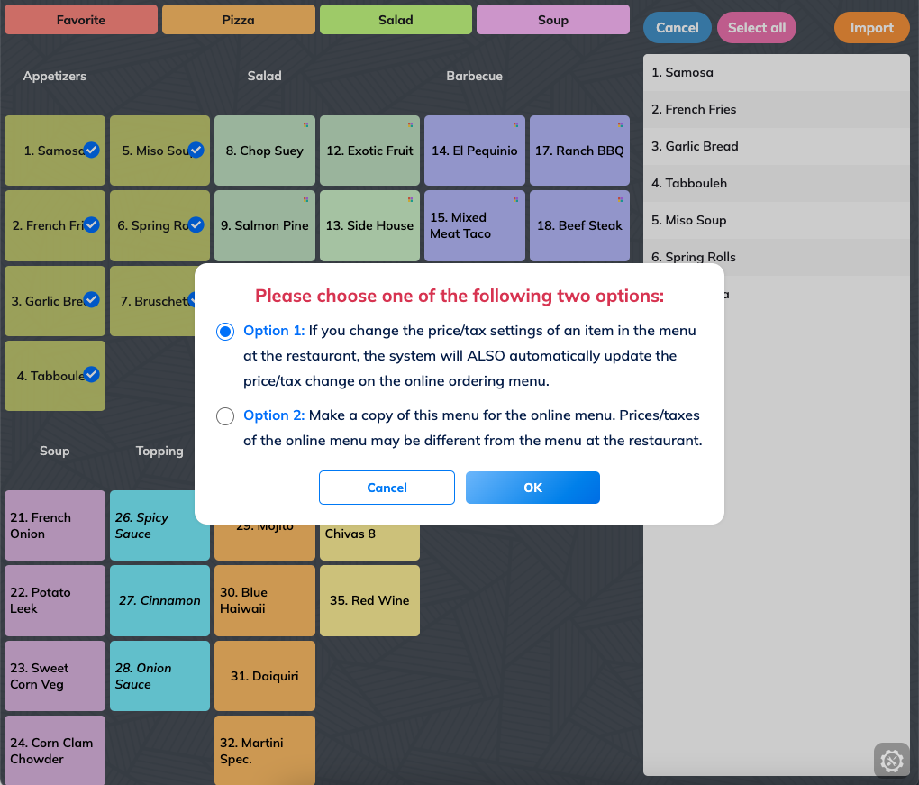 Final import interface with all options