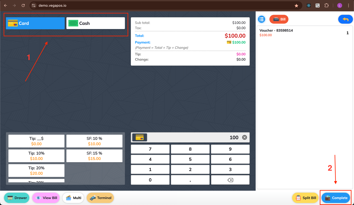 Request payment for the voucher